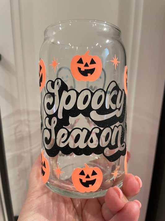 16oz Libbey Can Glass - Spooky Season (glow in the dark)