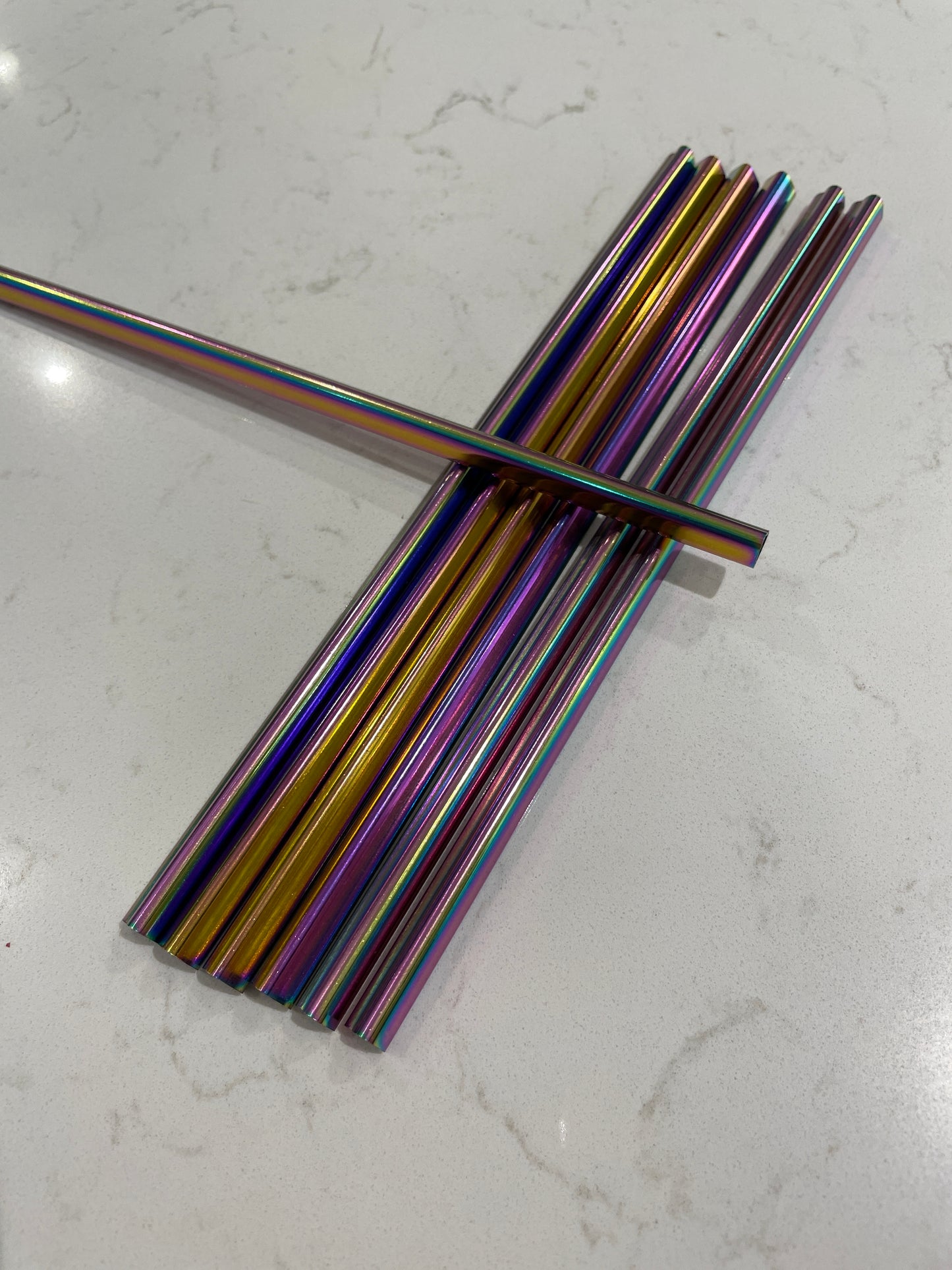 Heart Shape Rainbow Coloured Stainless Steel Metal Straws for 16oz Beer Can Glass